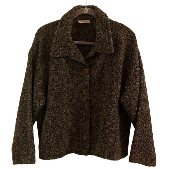 Weave Of The Irish Women's Green Wool Cardigan Sweater Jacket M Handcrafted - Picture 1 of 12